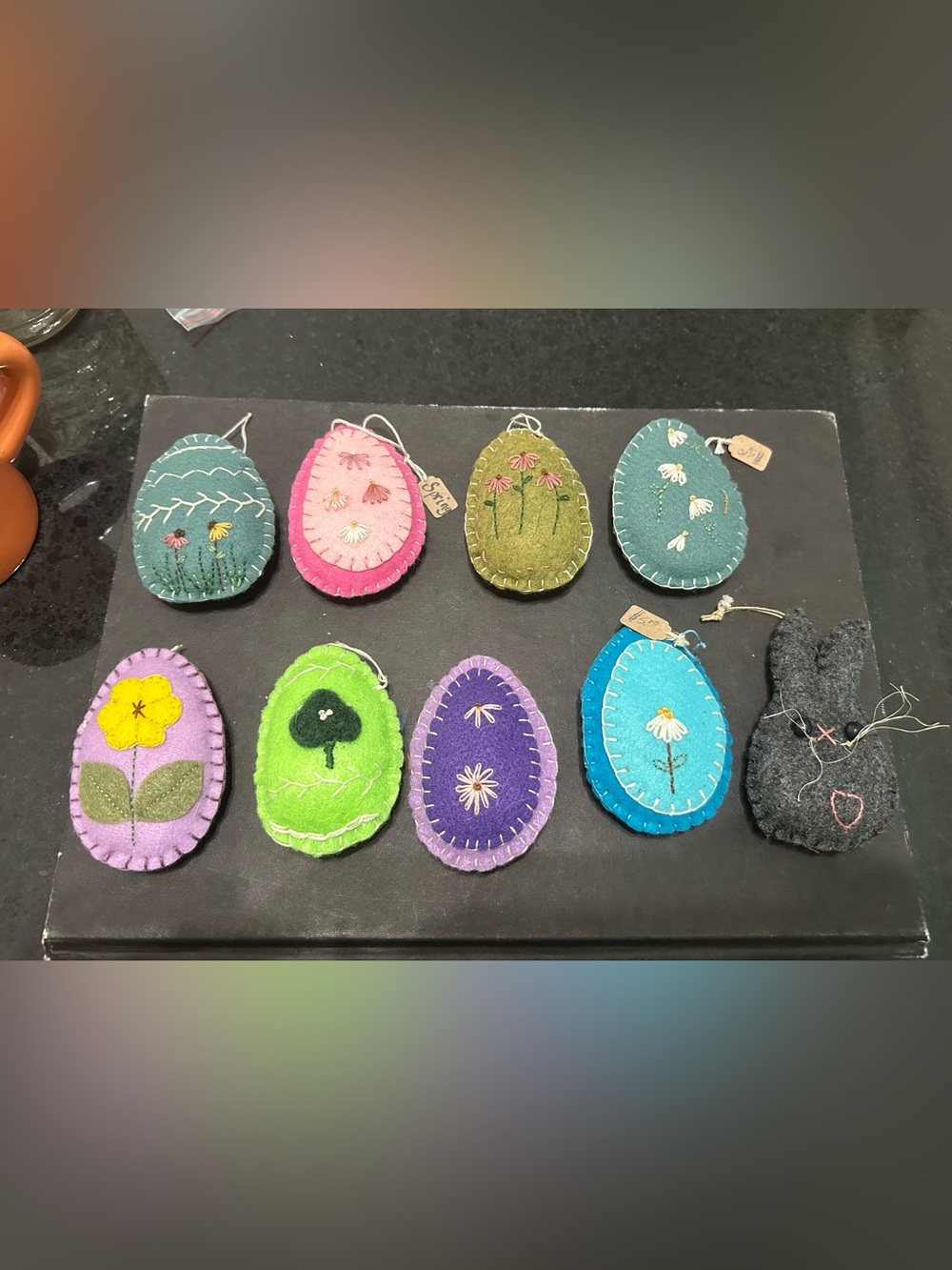 Handmade felted Easter egg ornaments